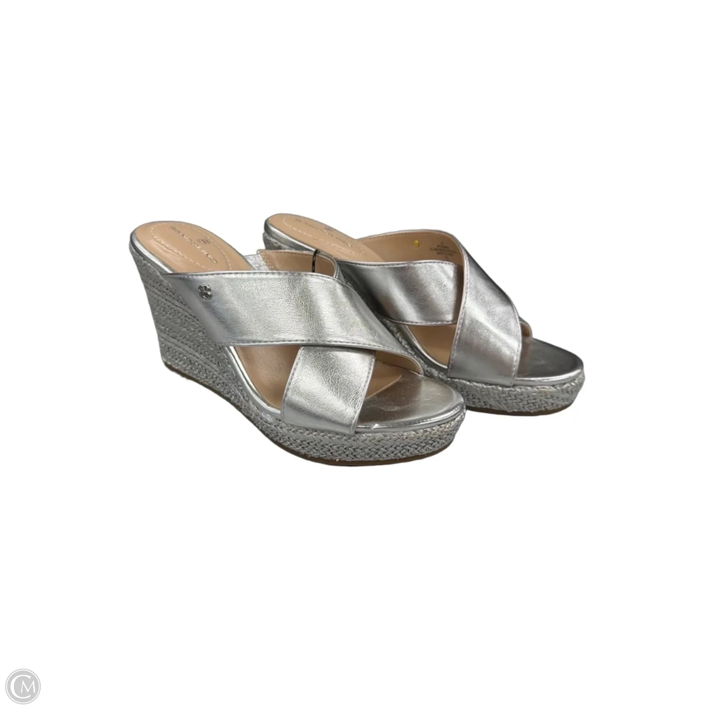 Sandals Heels Wedge By Bandolino In Silver, Size: 7