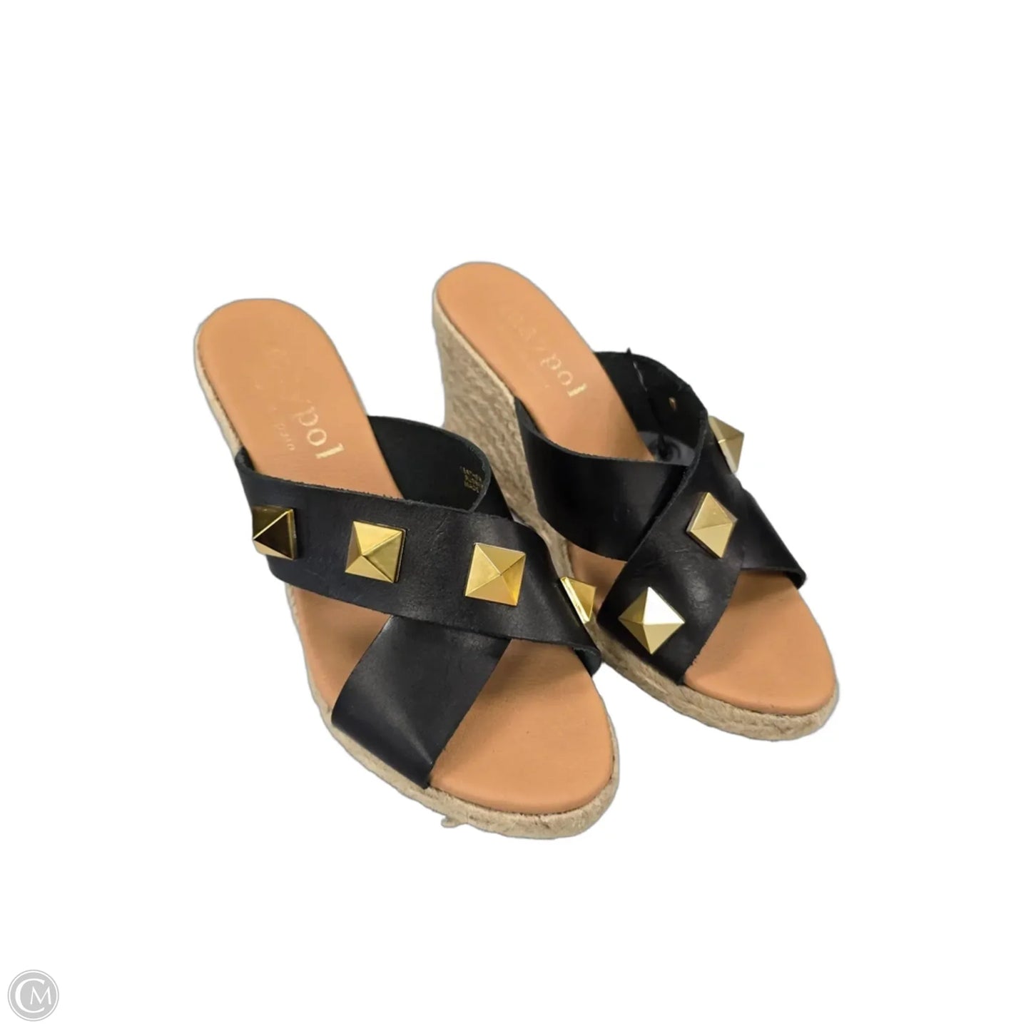 Sandals Heels Wedge By Cme In Black & Cream, Size: 7.5