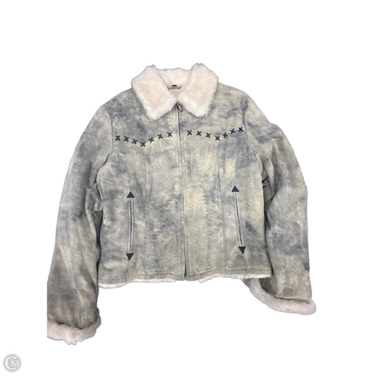 Coat Leather By Wrangler In Grey & White, Size: L