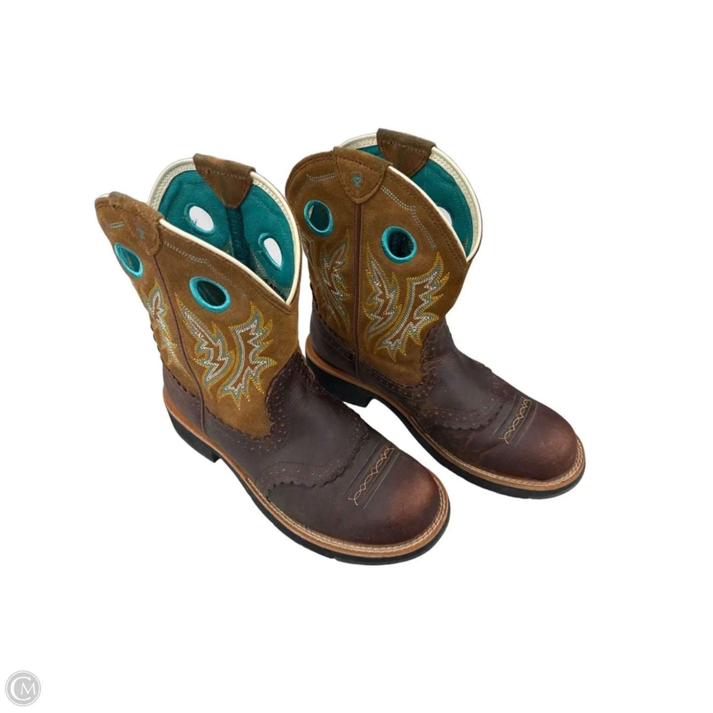 Boots Ankle Flats By Ariat In Brown, Size: 9