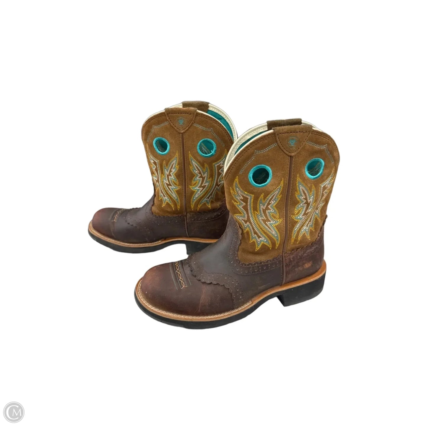 Boots Ankle Flats By Ariat In Brown, Size: 9