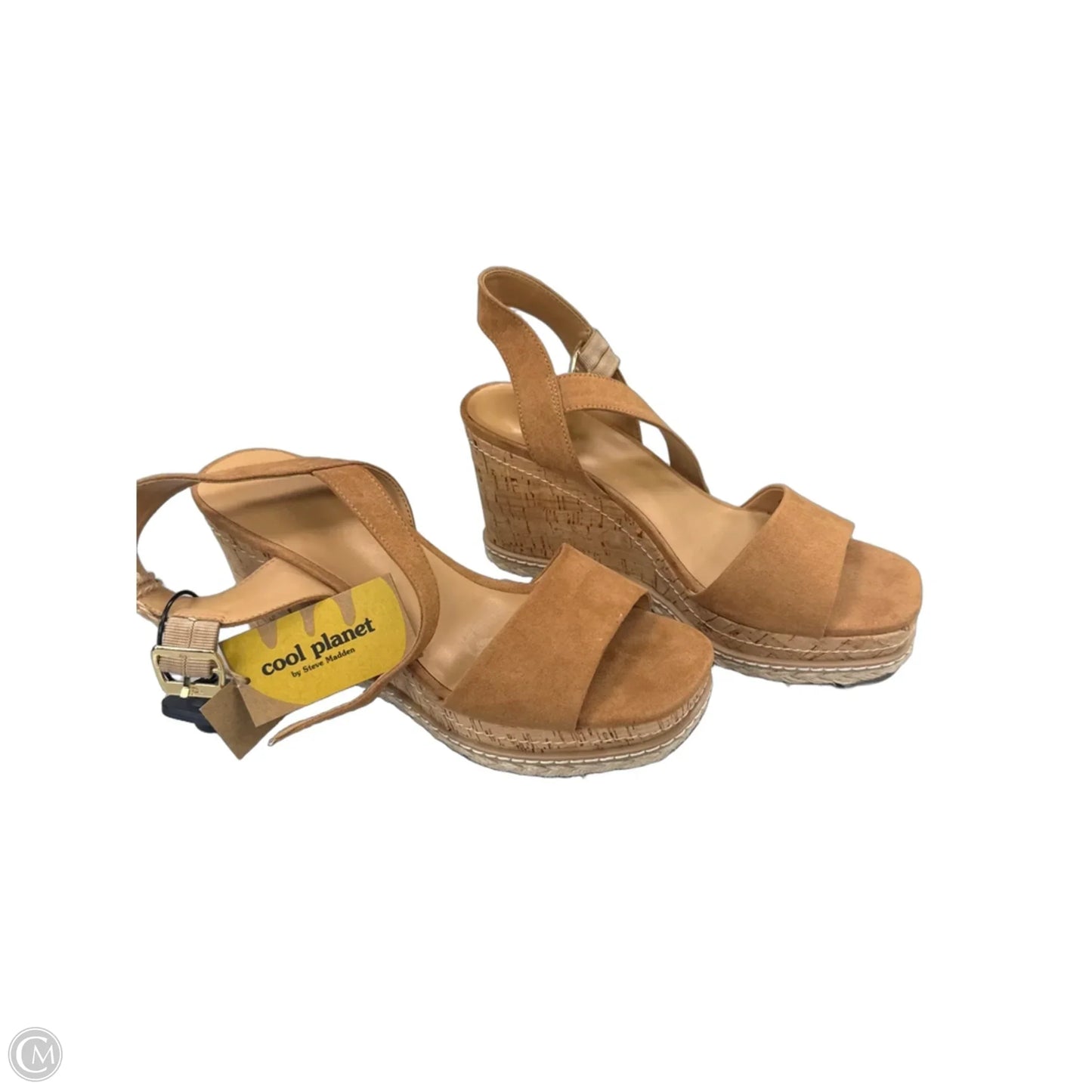 Sandals Heels Wedge By Steve Madden In Tan, Size: 8.5