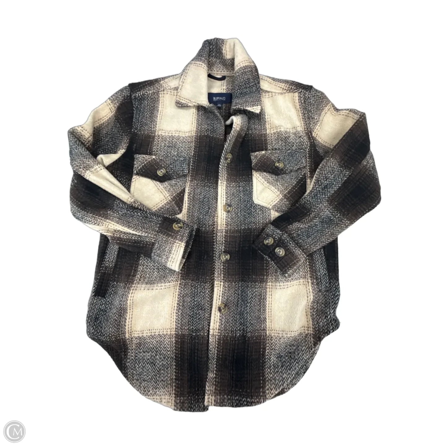 Jacket Shirt By Buffalo David Bitton In Brown & Cream, Size: S