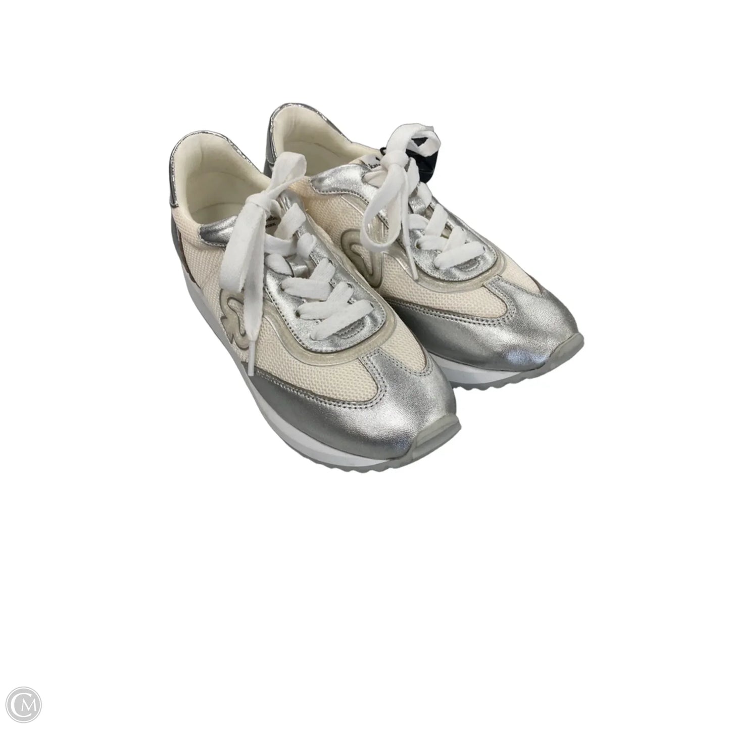 Shoes Designer By Kate Spade In Silver & White, Size: 7