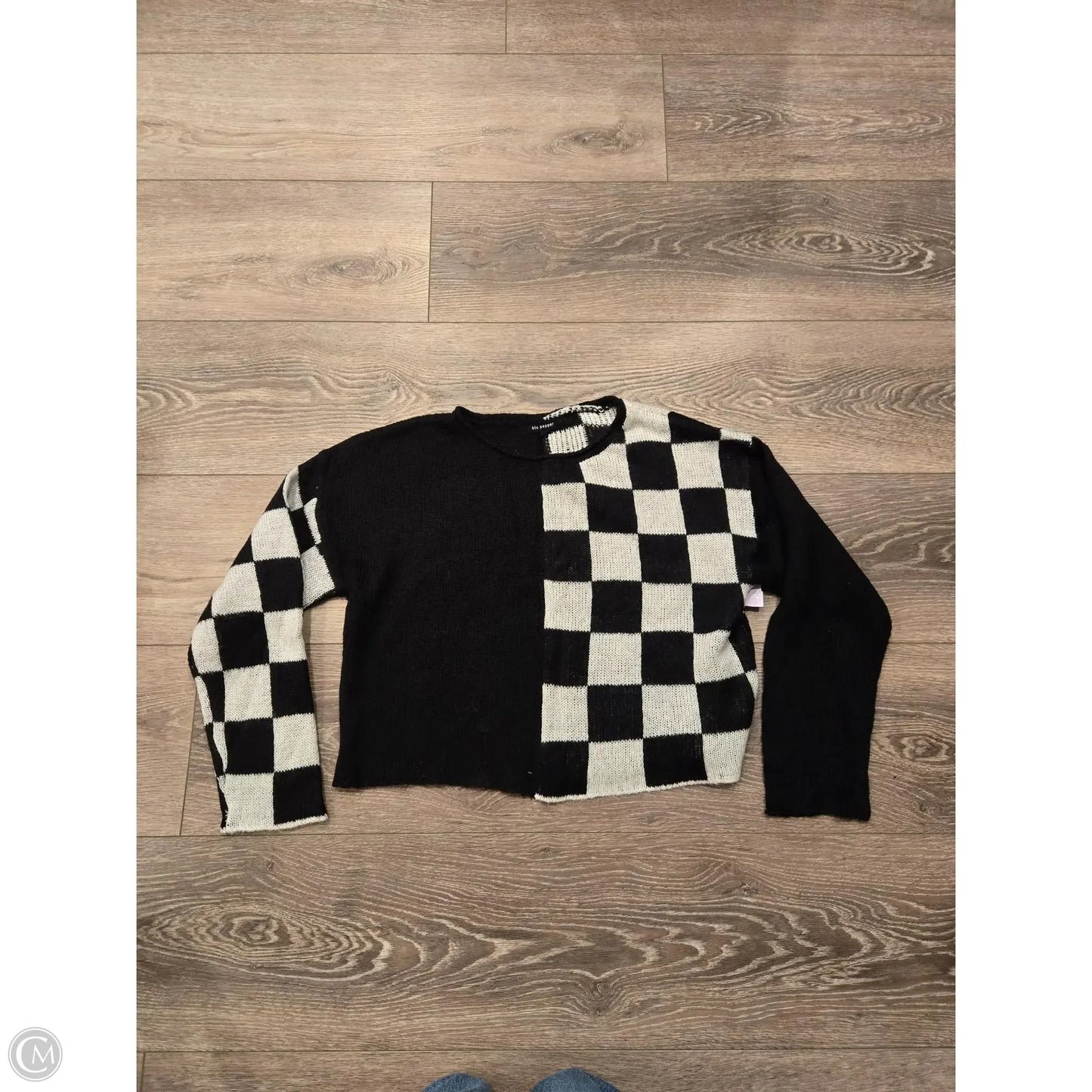 Sweater By Blu Pepper In Black & White, Size: L