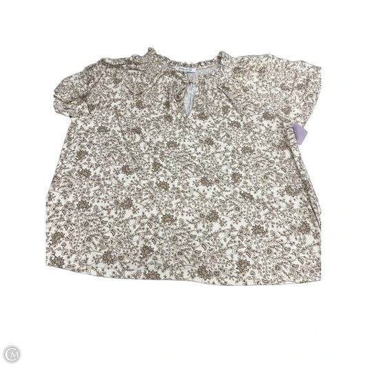 Top Short Sleeve By Rose And Olive In Brown & Cream, Size: 1x