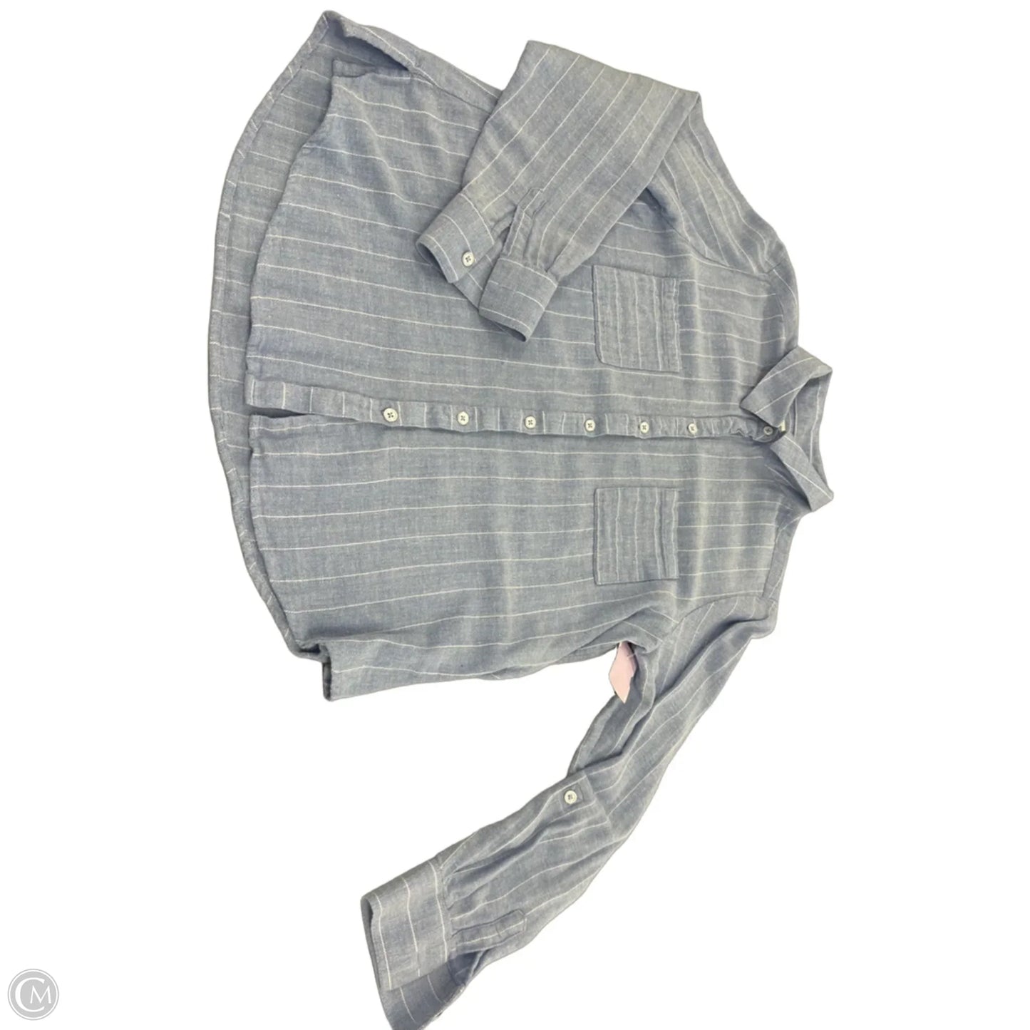 Top Long Sleeve By Foxcroft In Blue, Size: Lp