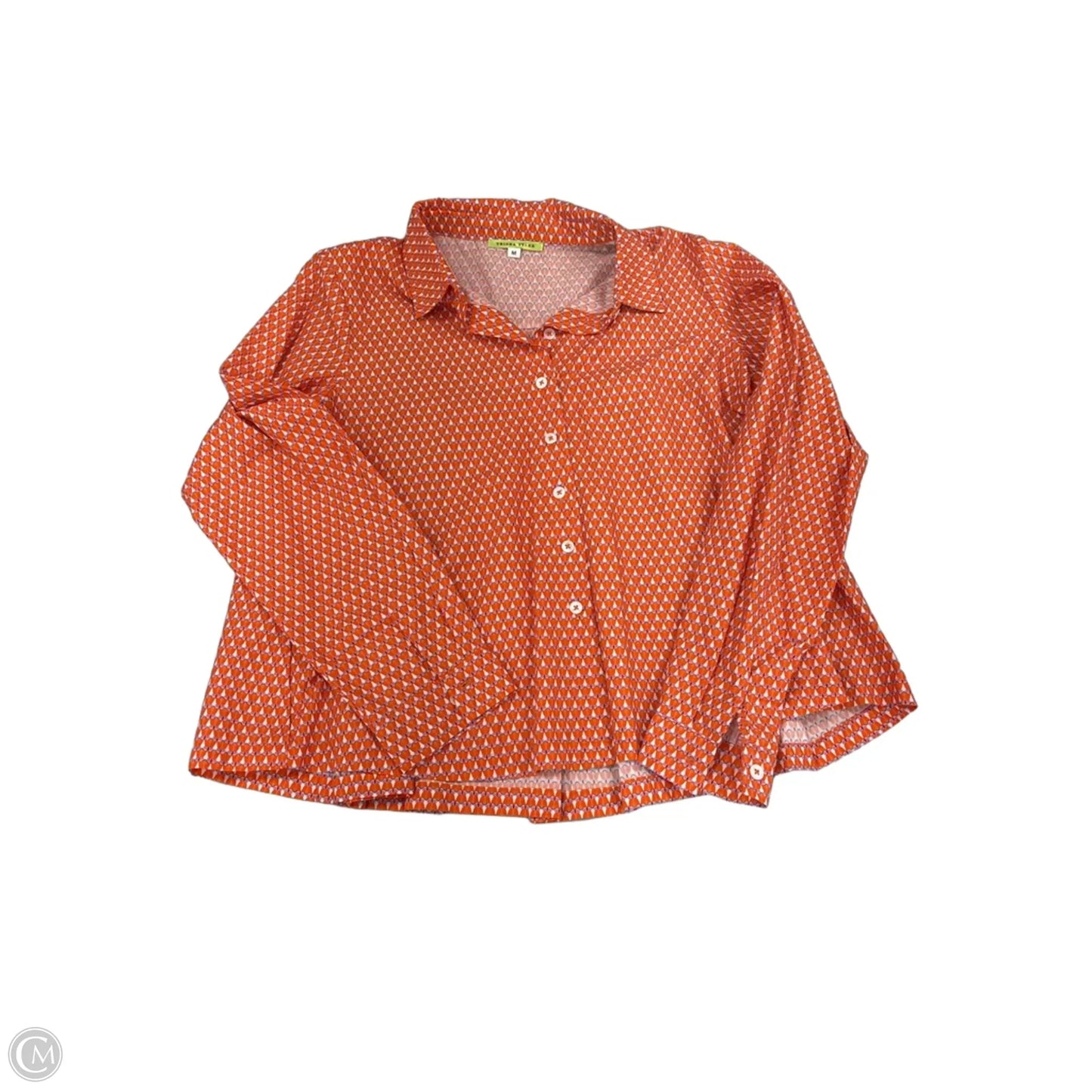 Top Long Sleeve By Cme In Orange, Size: M