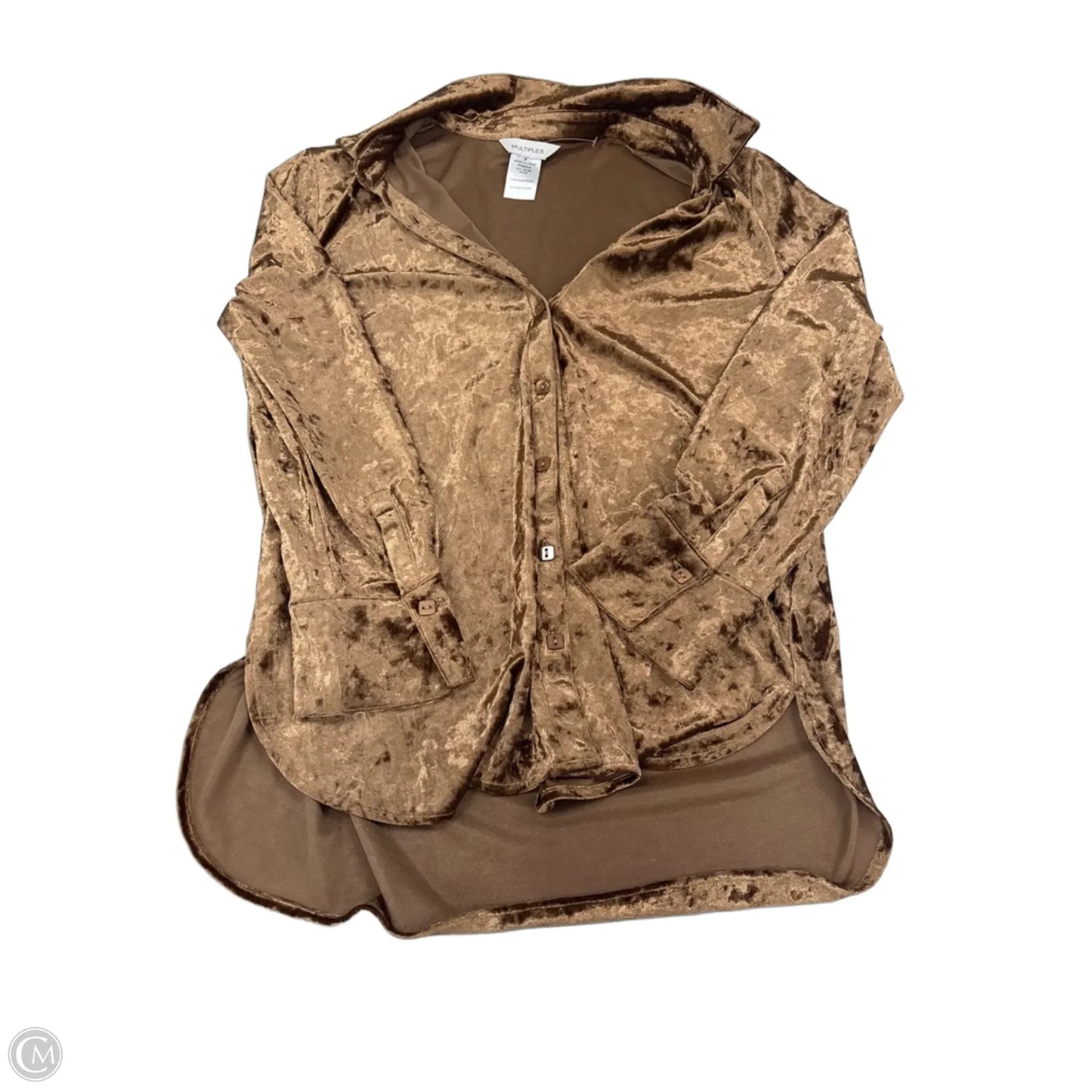 Top Long Sleeve By Multiples In Brown, Size: M