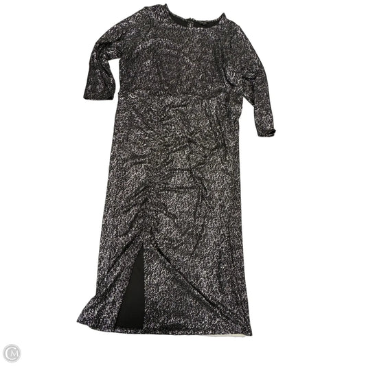 Dress Casual Midi By Lane Bryant In Black & Silver, Size: 1x