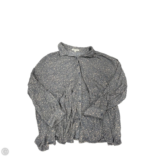 Top Long Sleeve By Frye And Co In Blue & Cream, Size: Xxl