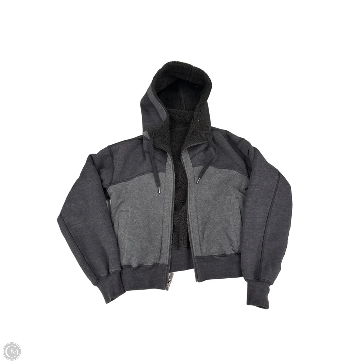Jacket Fleece By Lululemon In Black & Grey, Size: S
