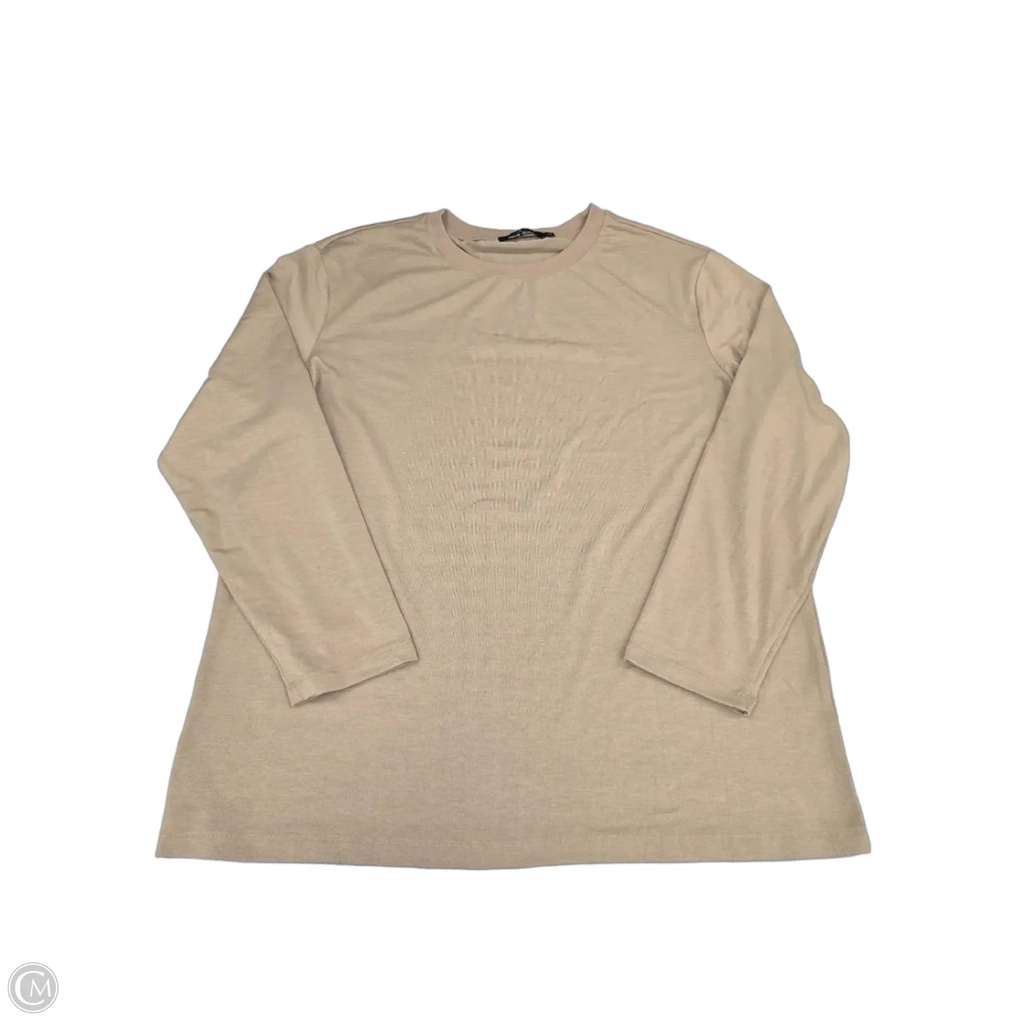 Top Long Sleeve Basic By Trendy Queen In Tan, Size: L
