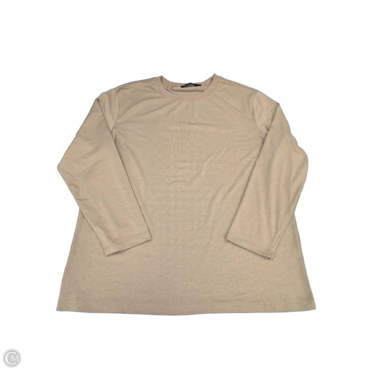 Top Long Sleeve Basic By Trendy Queen In Tan, Size: L