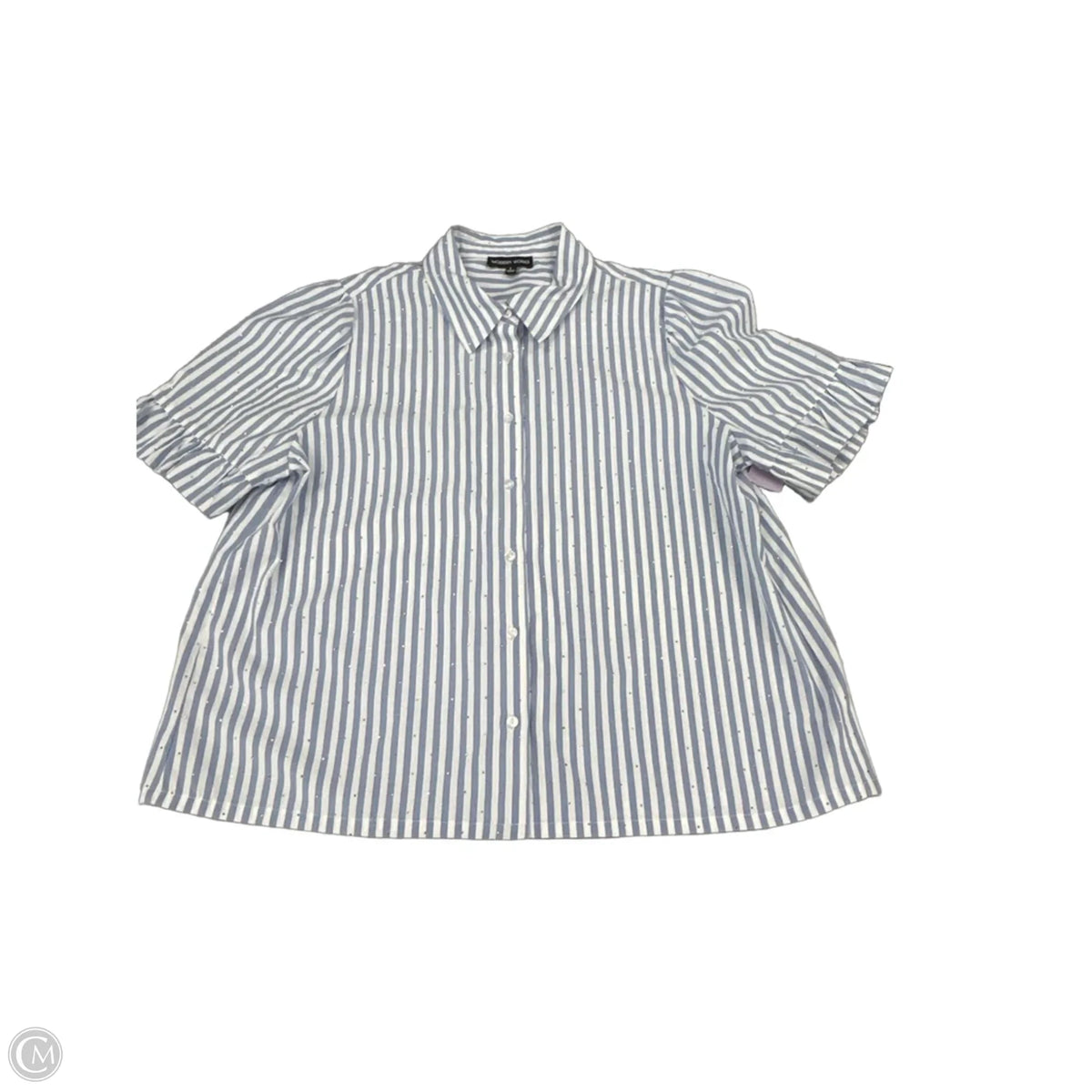 Top Short Sleeve By Modern Works In Blue & White, Size: L
