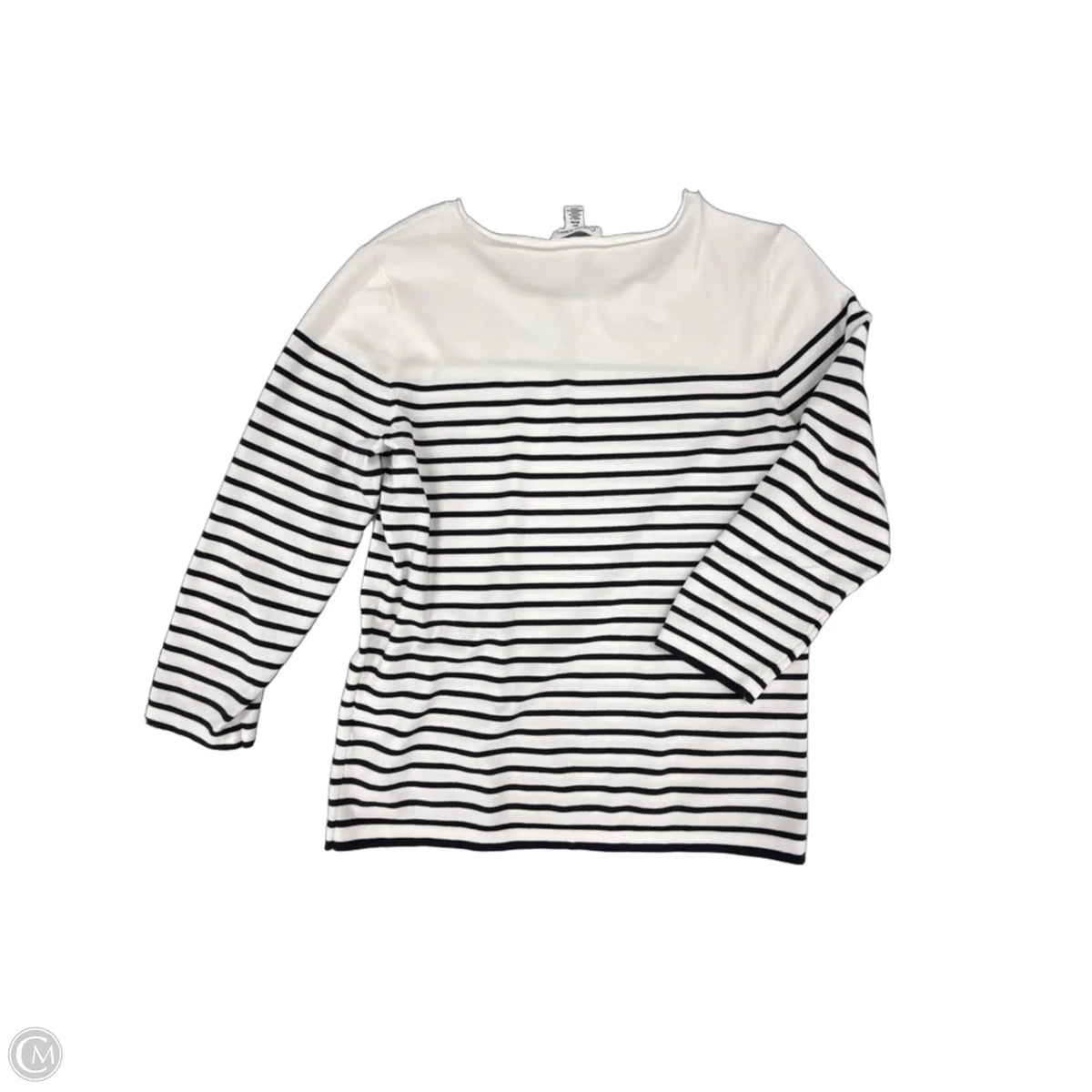 Top Long Sleeve By Calvin Klein In Blue & White, Size: M