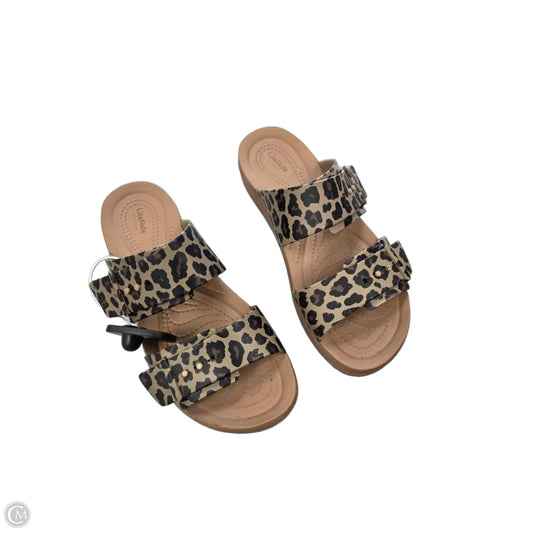 Sandals Heels Wedge By Crocs In Animal Print, Size: 7
