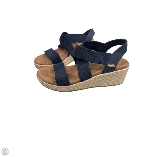 Sandals Heels Wedge By Skechers In Blue & Brown, Size: 8