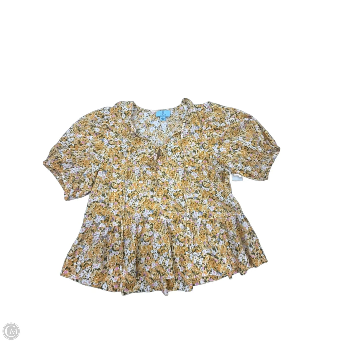 Top Short Sleeve By Cece In Yellow, Size: L