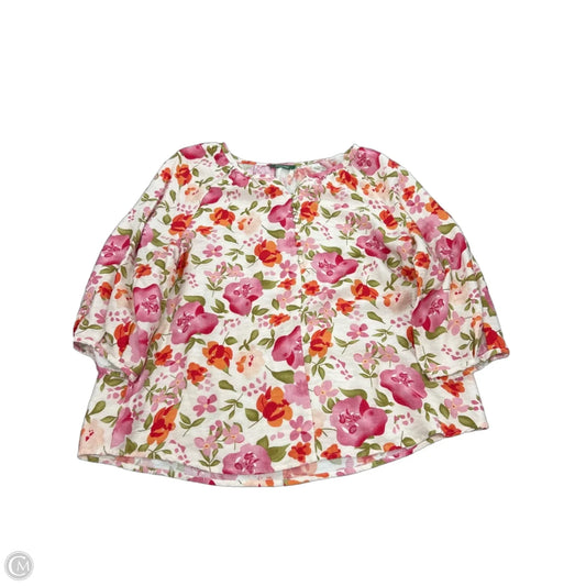 Top 3/4 Sleeve By Cmf In Floral Print, Size: L