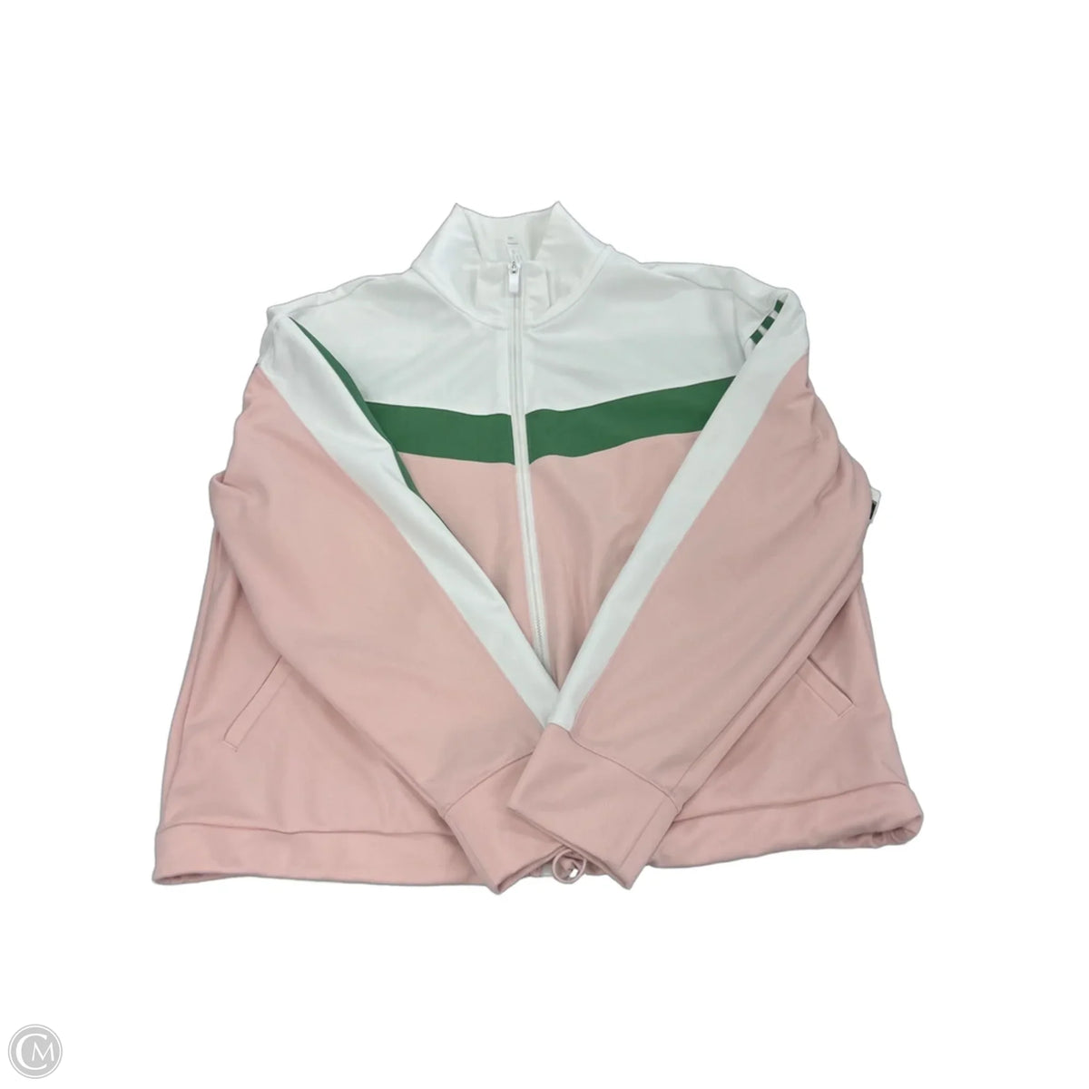 Athletic Jacket By Adidas In Pink & White, Size: S