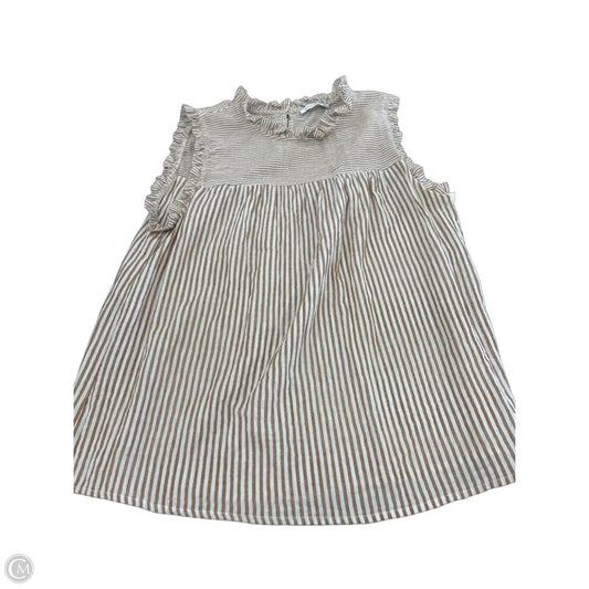Top Sleeveless By Staccato In Tan & White, Size: M
