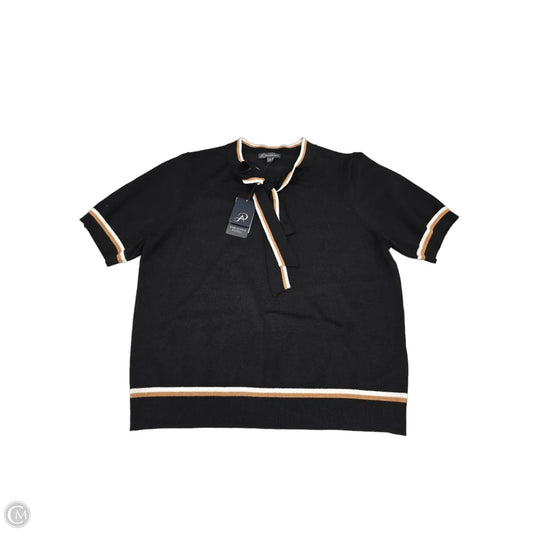 Top Short Sleeve By Adrianna Papell In Black, Size: L