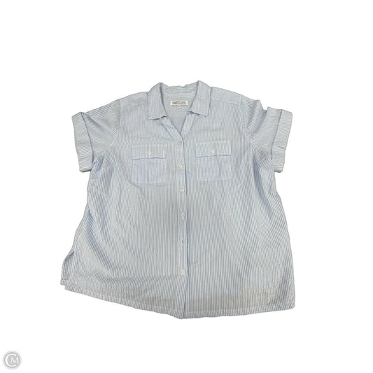 Top Short Sleeve By Cme In Blue & White, Size: 1x