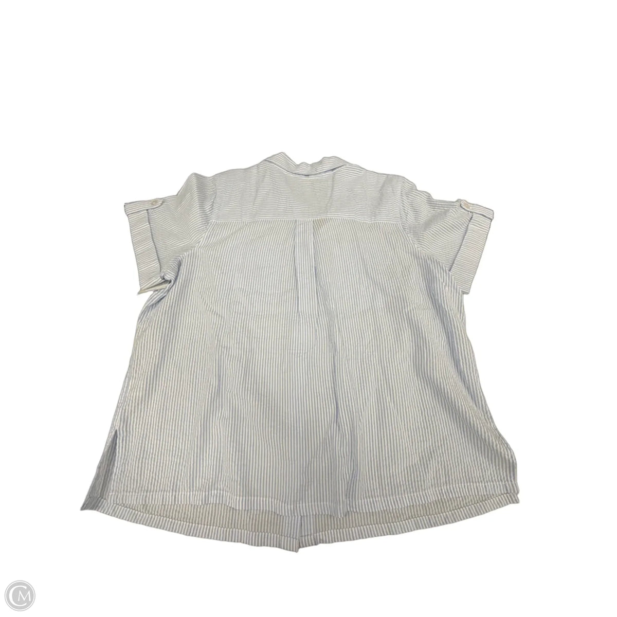 Top Short Sleeve By Cme In Blue & White, Size: 1x