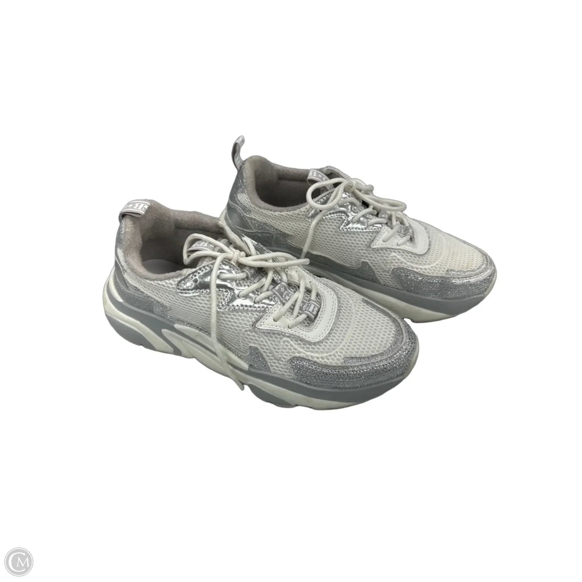 Shoes Sneakers By Gb In Silver & White, Size: 9