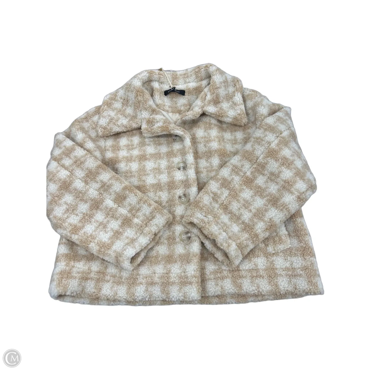 Jacket Fleece By Blu Pepper In Tan & White, Size: L