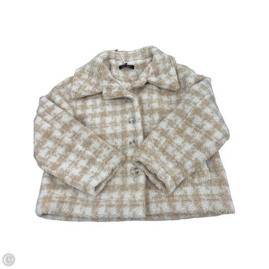Jacket Fleece By Blu Pepper In Tan & White, Size: L