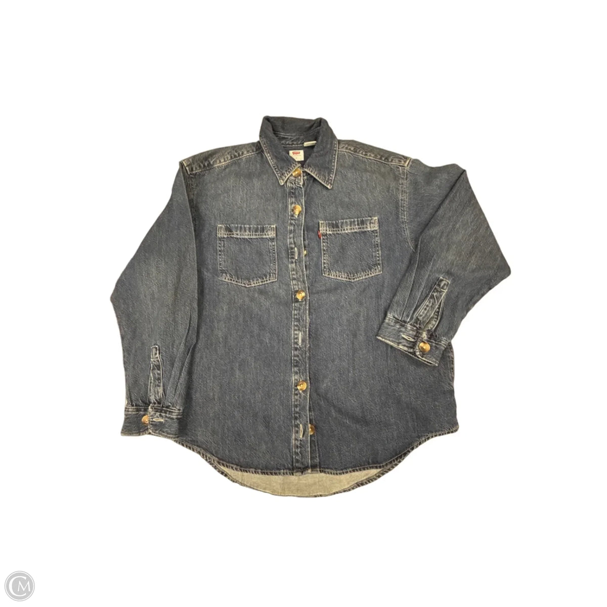 Top Long Sleeve By Levis In Blue Denim, Size: S