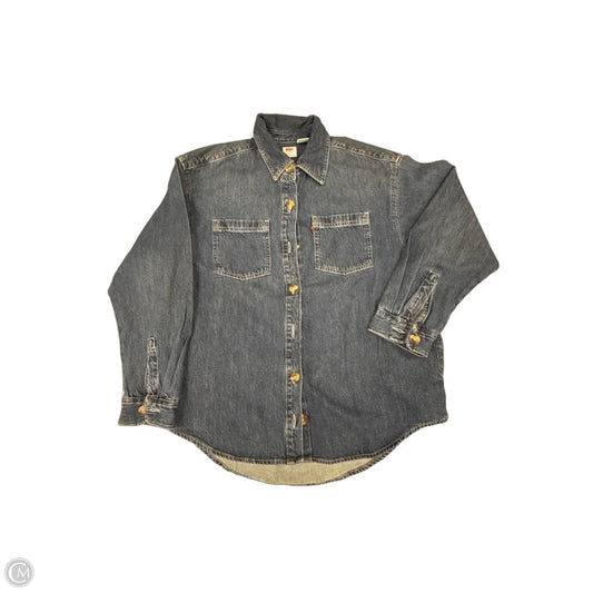 Top Long Sleeve By Levis In Blue Denim, Size: S