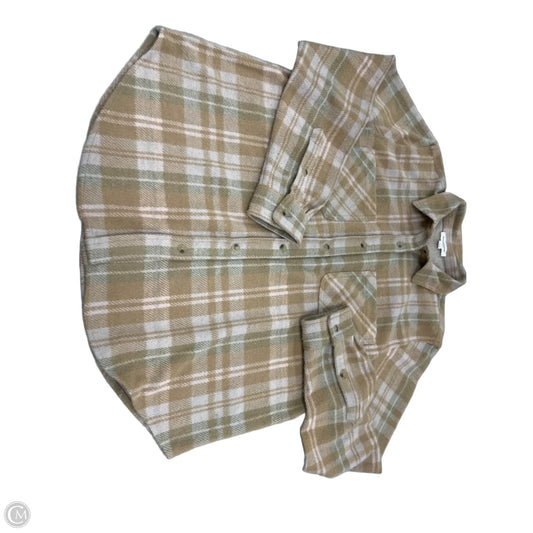 Top Long Sleeve By Beachlunchlounge In Green & Tan, Size: L