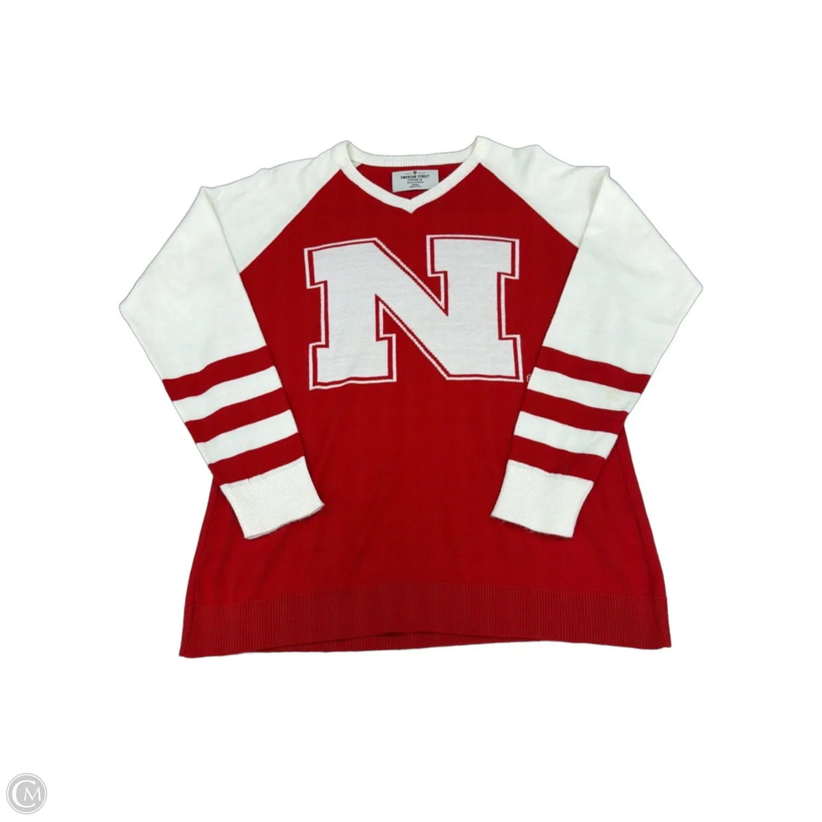 Top Long Sleeve By Cmf In Red & White, Size: M