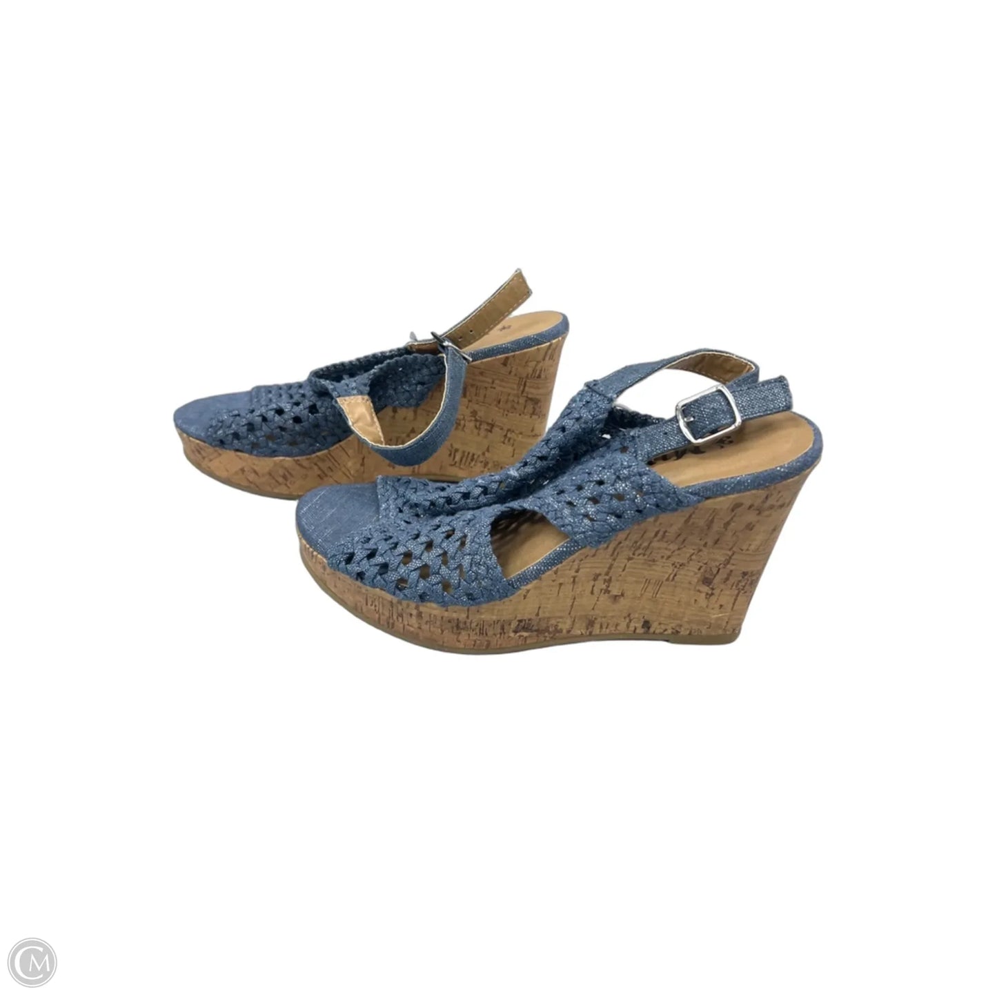 Shoes Heels Wedge By Mudd In Blue, Size: 7.5