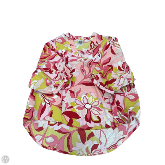 Top 3/4 Sleeve By Ivy Jane In Green & Pink, Size: Xs