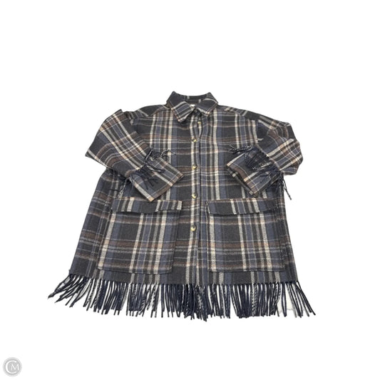 Jacket Shirt By H&m In Blue & Brown, Size: M