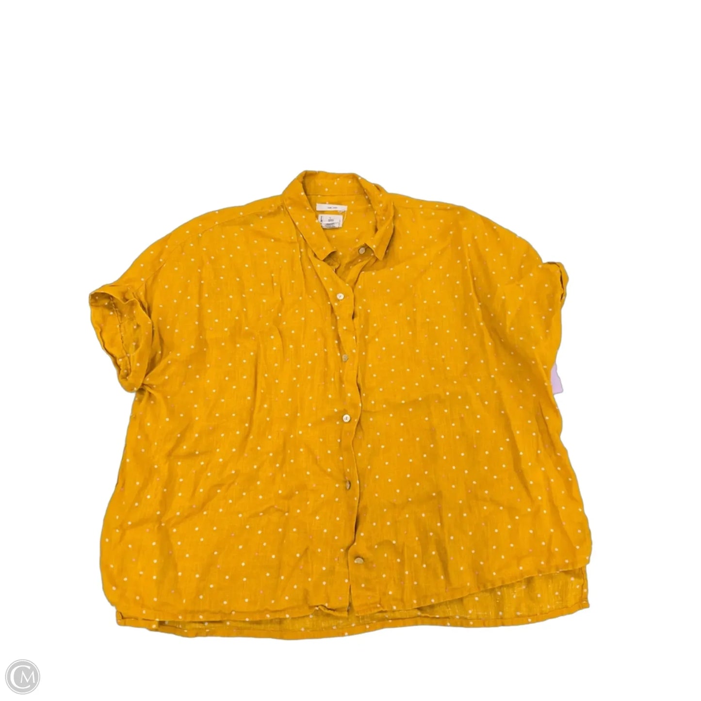 Top Short Sleeve By Nicole Miller In Yellow, Size: L