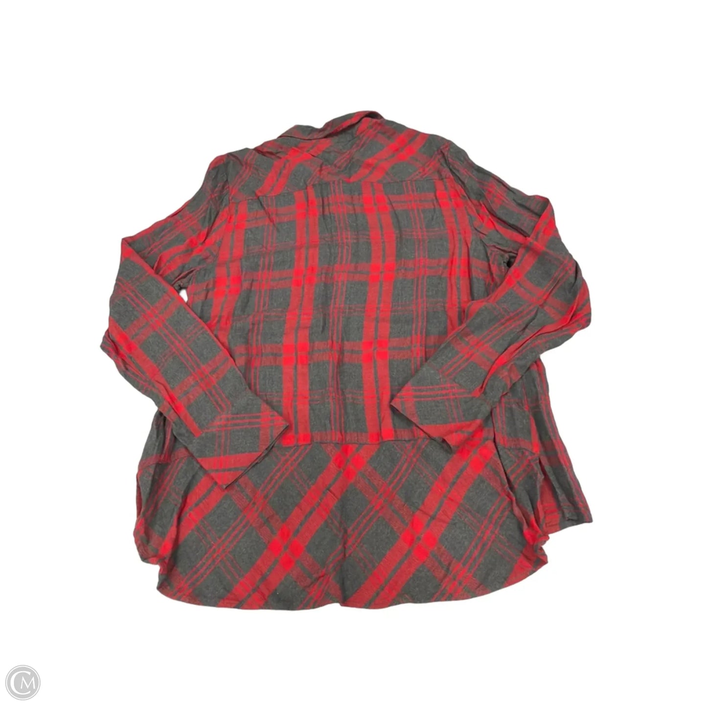 Top Long Sleeve By Cabi In Grey & Red, Size: L