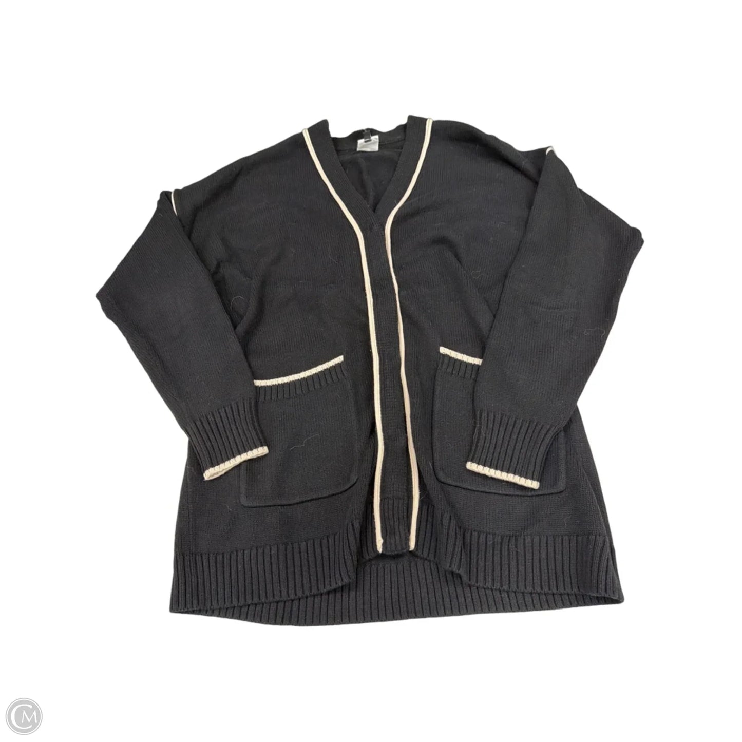 Sweater Cardigan By Cabi In Black & Cream, Size: M