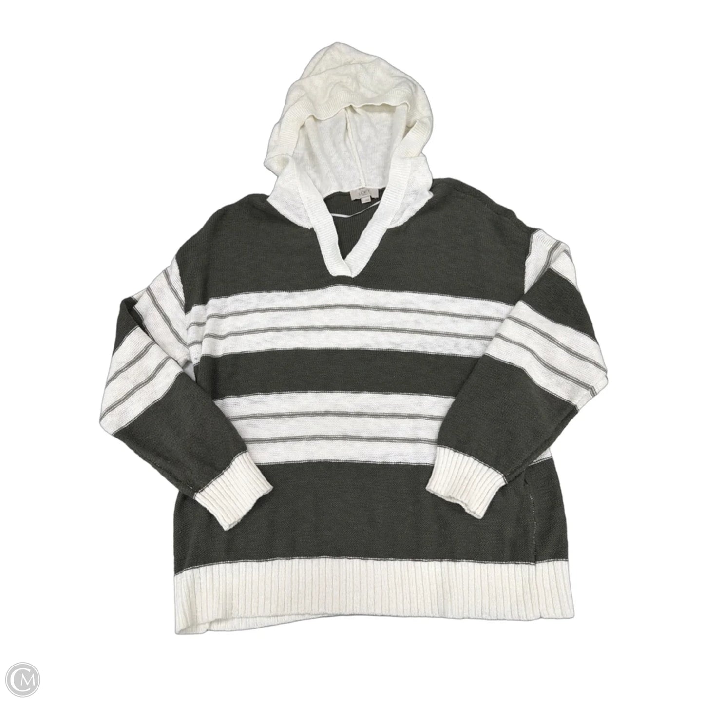 Sweater By Loft In Cream & Green, Size: L