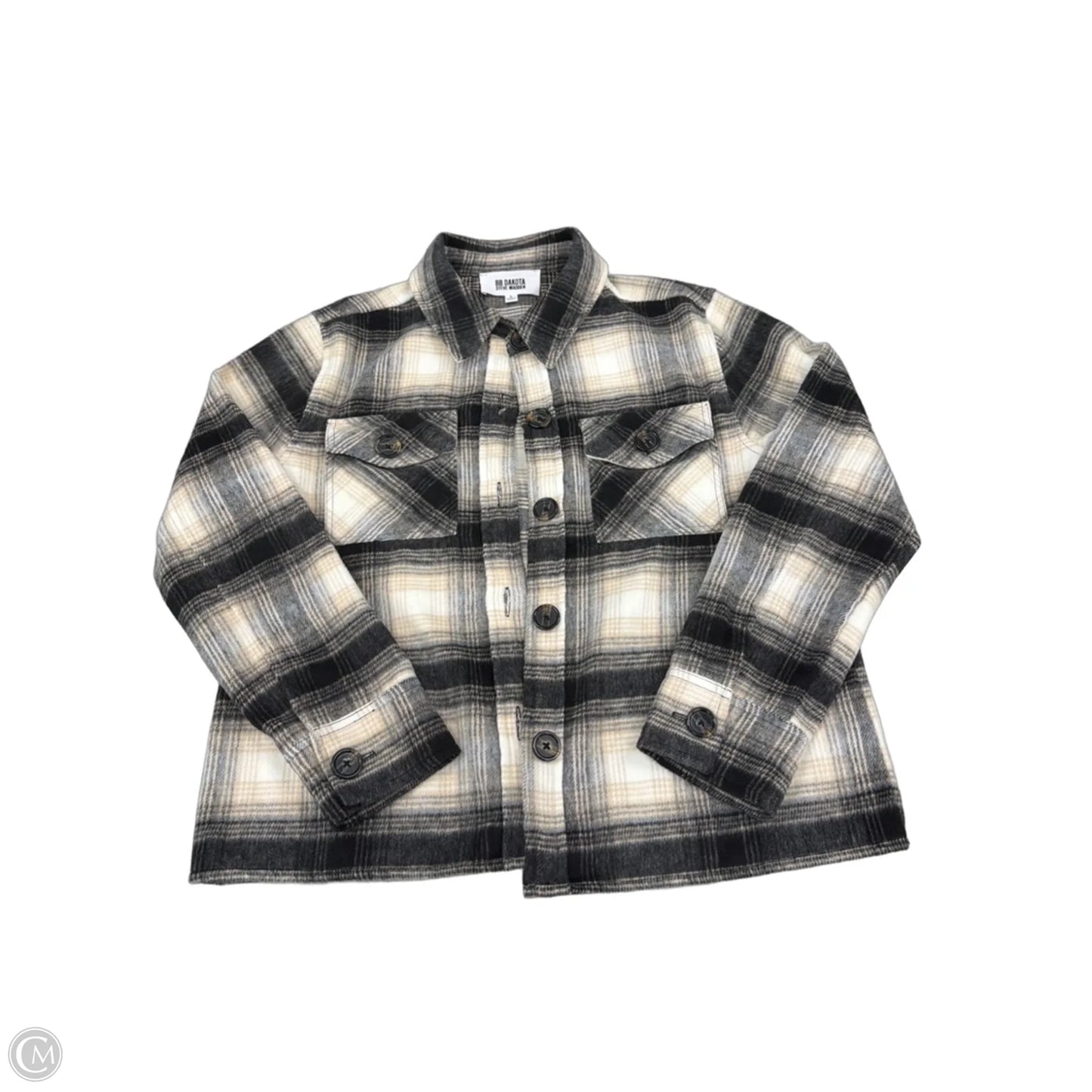 Jacket Shirt By Bb Dakota In Black & Tan, Size: L