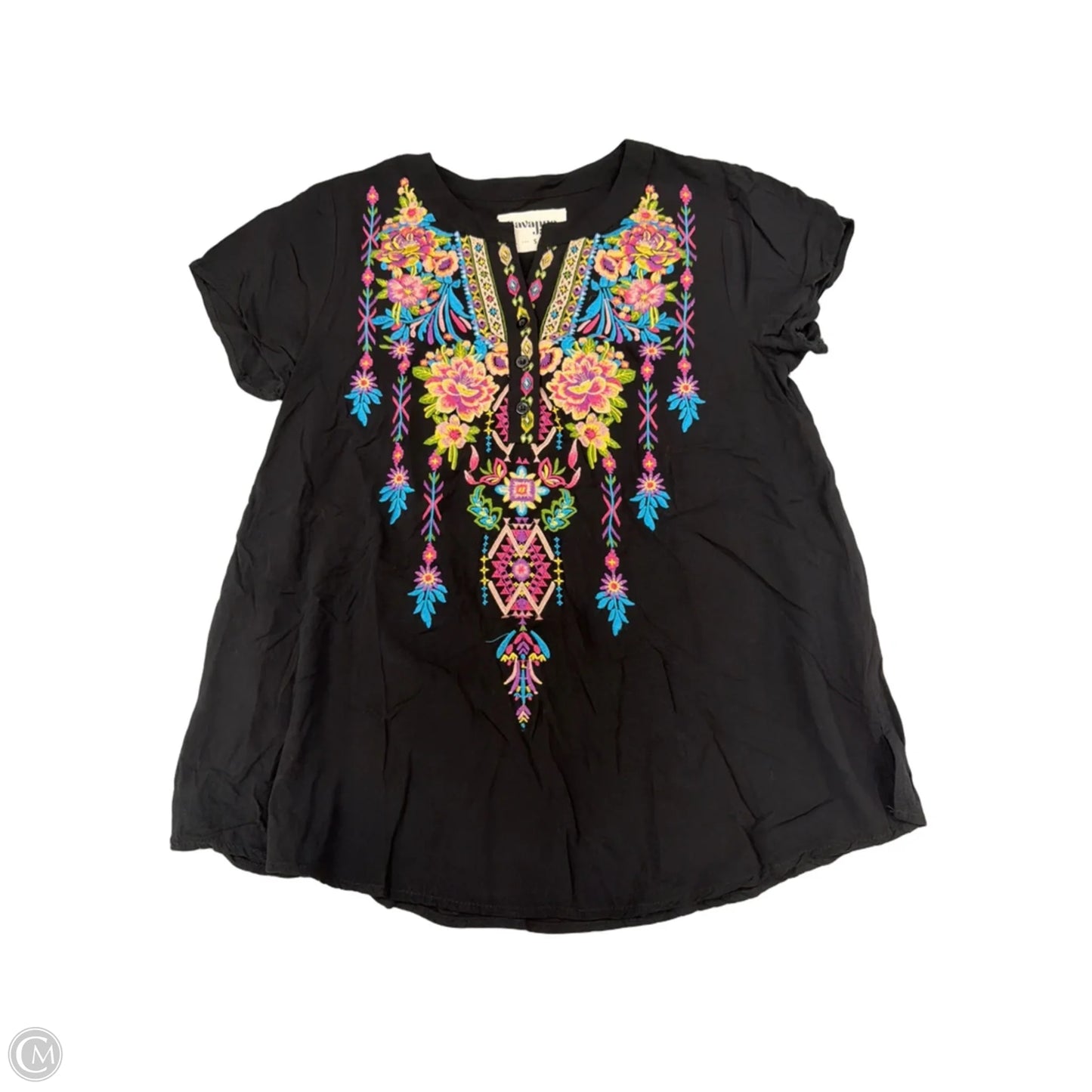 Top Short Sleeve By Savanna Jane In Black, Size: S
