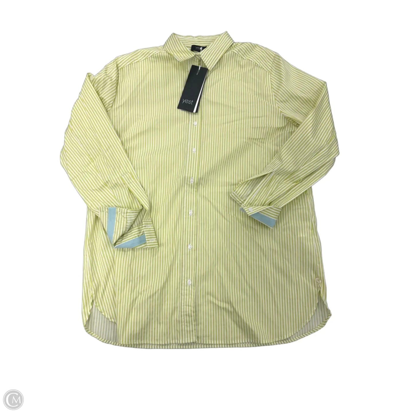 Top Long Sleeve By Yest In Green & White, Size: S