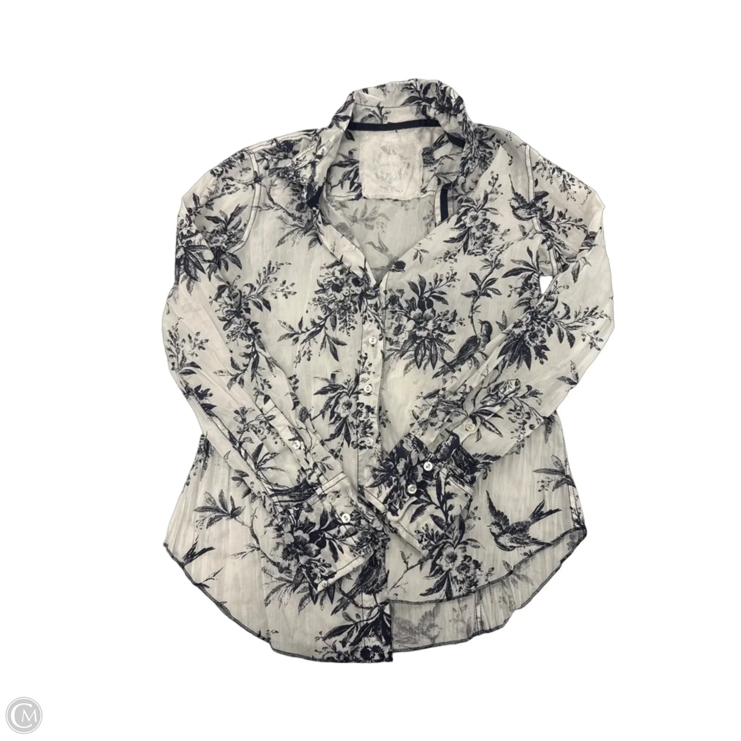 Top Long Sleeve By Cme In Blue & White, Size: S
