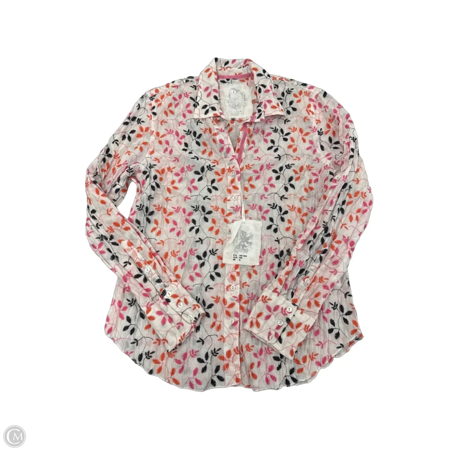Top Long Sleeve By Cme In Orange & Pink, Size: Xl