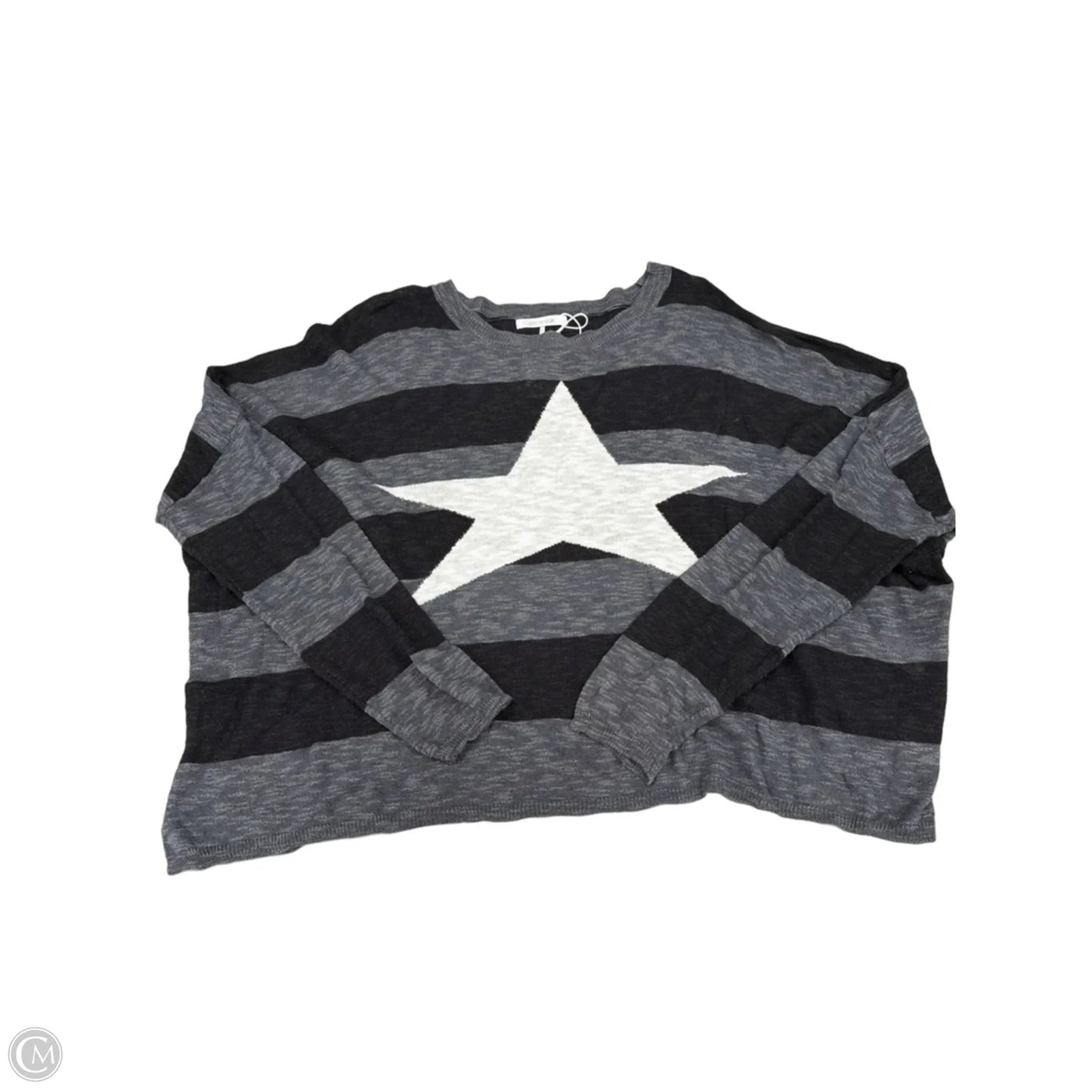 Top Long Sleeve By Cme In Black & Grey, Size: L