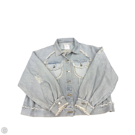 Jacket Denim By Pol In Blue, Size: L